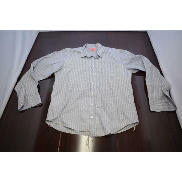 26266 Mens Hugo Boss Orange Label Striped Long Sleeve Dress Shirt Size XL - Picture 5 of 9